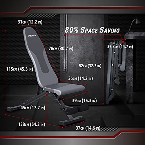 PROIRON-Weight-Bench-Adjustable-Gym-Bench-Foldable-Fitness-Workout-Bench-Sit-up-Bench-Flat-Incline-Decline-Multiuse-Exercise-Bench-for-Home-Training-Gym