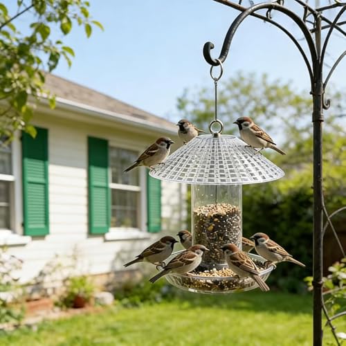 Protector de lluvia para comederos de pájaros exterior jardín patio balcón poste 4