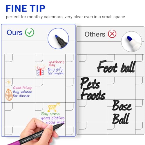 Magnetic Dry Erase Markers Fine Point Tip, 12 Count Colorful White Board Markers Dry Erase Marker with Eraser Cap, Low Odor Thin Marking for Teachers, Calendar Boards, Office, School Supplies