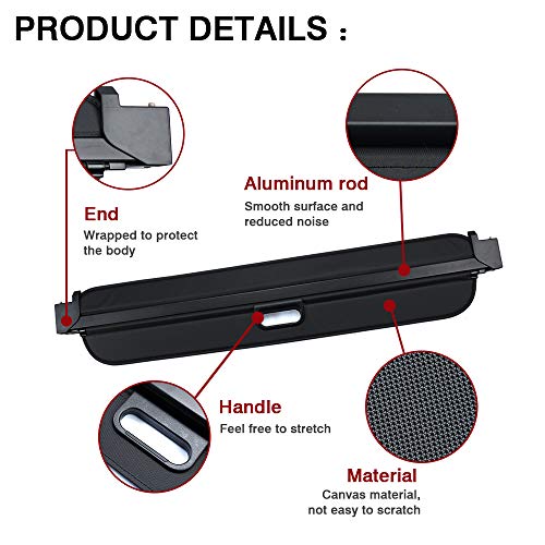 Powerty Fit For Cargo Cover Bmw X5 2007-2018 Retractable Rear Trunk Security Cover Shielding Shade Black #TOP4
