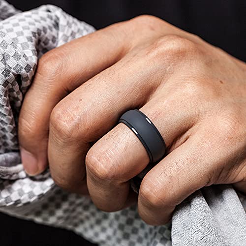 ThunderFit Silicone Rings for Men, Breathable Edition Step Edge Rubber Engagement Bands 8.4mm Wide 2.2mm Thick - 1/4/7 Variety Multipack (Pack B, 12.5-13 (22.2mm)) by ThunderFit - Used condition - Image 3