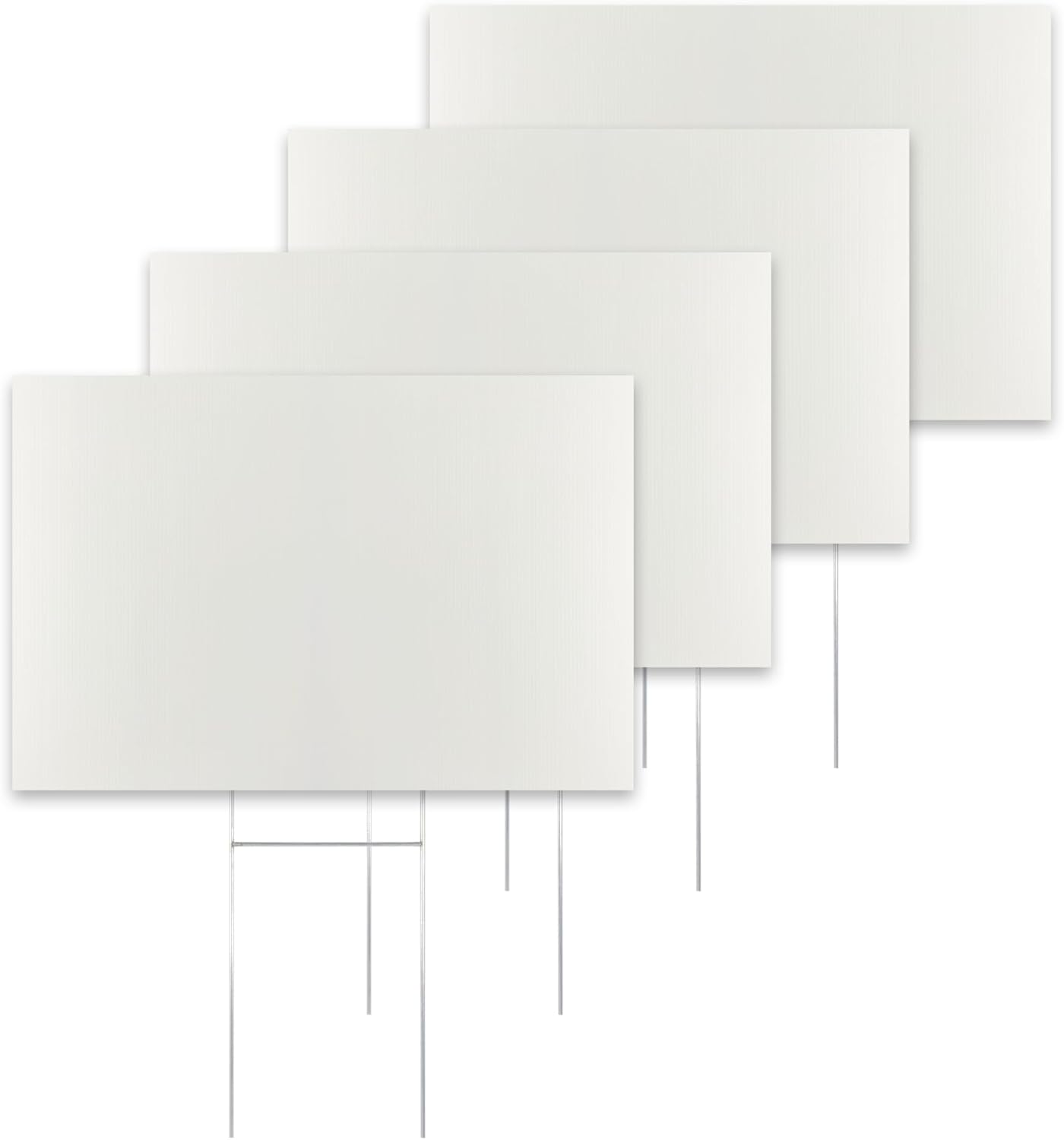 Blank Yard Signs With HMetal Stakes, 18 x 12 In White