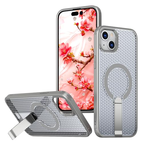 �Ή��@�� iPhone 14 Plus / 15 Plus �g�уP�[�X,�u���P�b�g�t���A�}�O�l�b�g���A���M�@�\�t���A�ϏՌ����̃X�}�z�P�[�X Gray