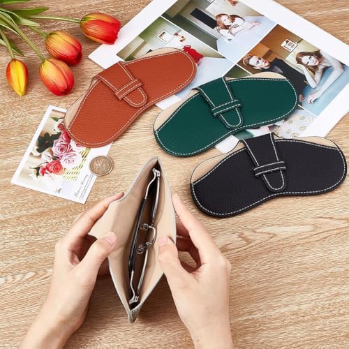 Image of CREATCABIN Leather Glasses Case Slim Squeeze Top Sunglasses Pouch Lightweight Travel Portable Soft Eyeglasses Cover Holder with Suede Fiber Cleaning Cloth for Women Men Gray