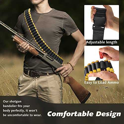 Tyseam 60 Round Adjustable Shotshells Bandolier 12/20 Gauge With Quick Release Buckle, Shotgun Bandoleer Holds 60 Shotgun Shells For Hunting #TOP2