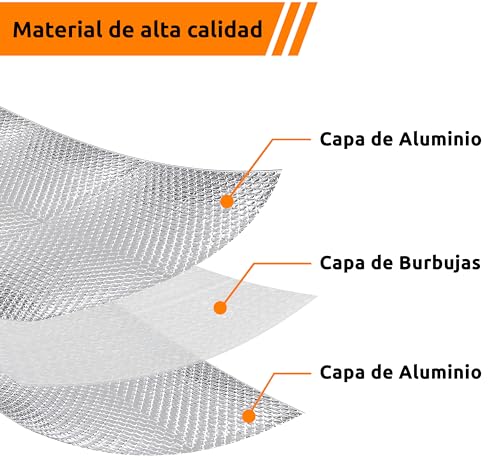 Miniatura 2 de Aislante Termico Multiusos Premium Reduce El Frio Y El Calor 100 Aluminio Rollo Aislante Termico Para Ventana, Pared, Suelo, Techo, Coche, Garaje 1.20 X 7.5m 9m Sin Cinta