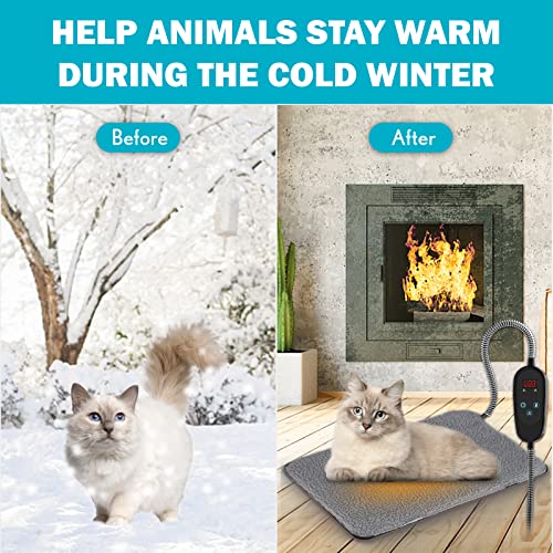 Lesotc 2022 Upgraded Outdoor Pet Heating Pad With Timer,Safety Cat Dog Heating Pad,Waterproof Heated Animal Bed Mat,Adjustable Warming Mat With 6 Levels Temperature & 4 Timers Auto Off Chew Resistant Cord thumb #6