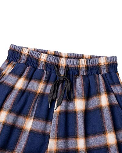 Image of Mens Flannel Pajama Pants Plaid Heavyweight Cotton PJs Bottoms Sleepwear | Soft Cozy with Pockets, Elastic Waistband Drawstring, Adjustable Length, Casual Checkered Lounge Pant, for Home Holiday Daily