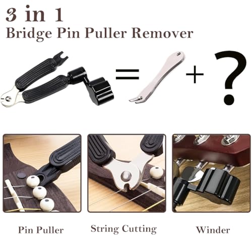 Image of HASTHIP 14Pcs Guitar Repair Kit Includes 12 Guitar Bridge Pins, Guitar Bridge, String Winder, Saddle, Guitar String Cutter Remover Guitar Tool Acoustic Guitar Repair Guitar Accessories Kit