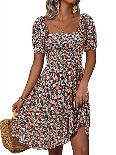 Zaberry Short Summer Dress For Women A Line Dresses Floral Sundresses For Women 2023 Casual X-Large Black Pink Floral #TOP6
