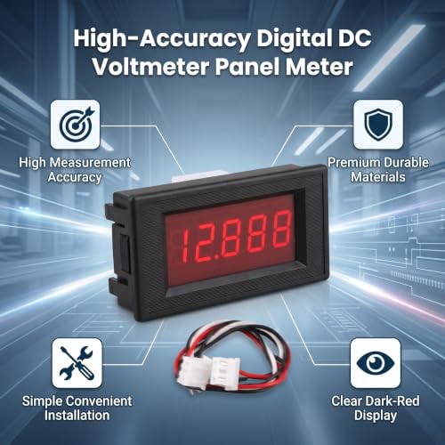 Image of YWBL-WH 5135A DC Digital Panel Meter, DC5V, for DC300V /DC400V /DC500V, Red LED Display, Plastic and Aluminum Alloy, 3.1 x 1.7 x 0.9 in