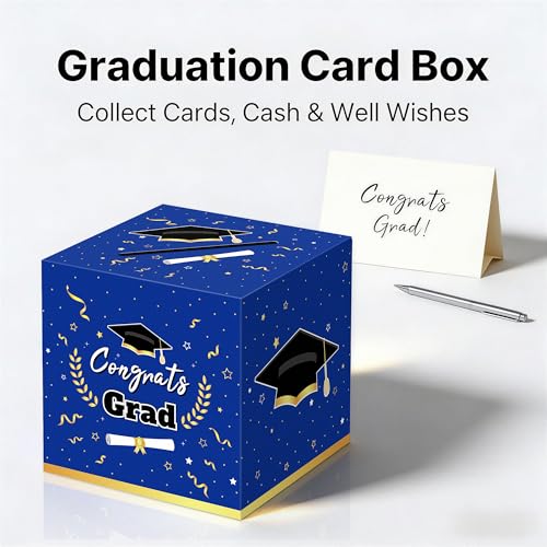 Image of Kelool Graduation Decorations 2026 Blue Graduation Card Box Graduation Party Decorations,Graduation Box,Congrats Grad Gifts for 2026 Graduation Party Supplies Favors