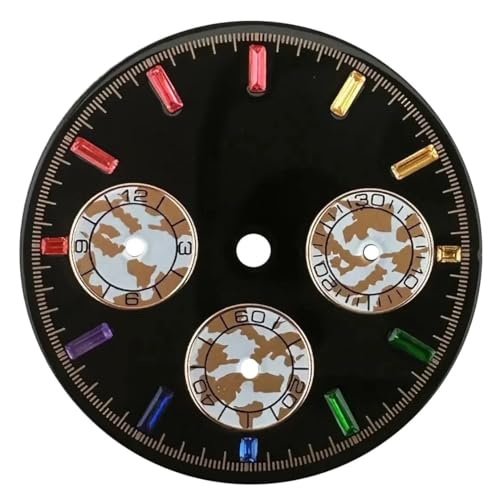 1個 29.5mm VK63 クォーツムーブメント 虹色時計ダイヤル 39mmケース クロノグラフ時計交換用アクセサリー A(WZ-N-386)