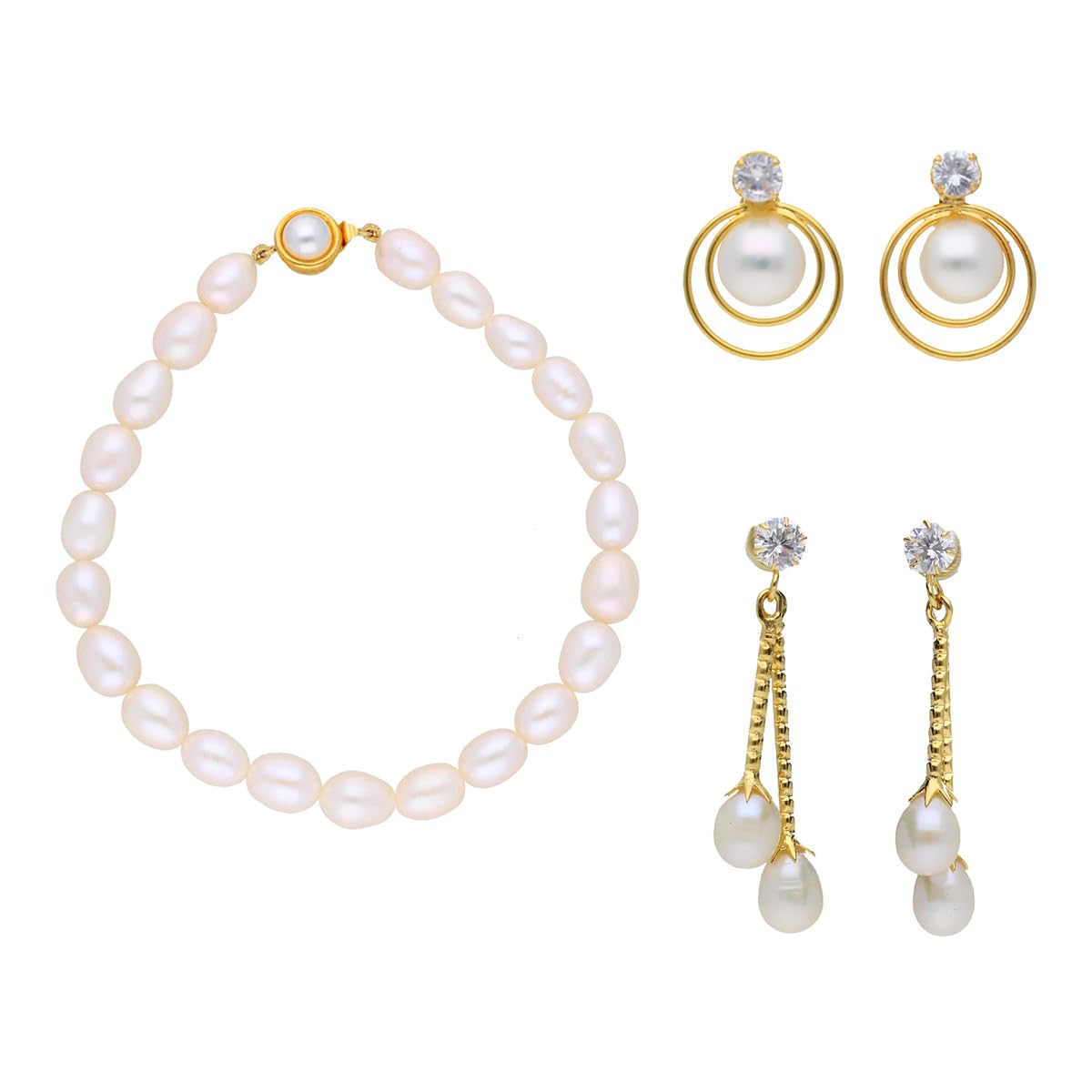 Sri Jagdamba Pearls Dealer Embrace Pearl Combo Bracelet with Earrings Set Jewellery Set Gifts for Women and Girls (B0CJFXSQXB) Amazon Price History, Amazon Price Tracker