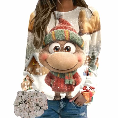Sweat Renne de Noël col bardot pour vos soirées festives confortables