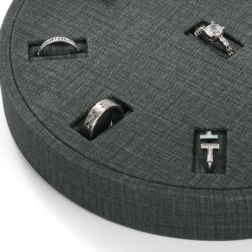 10Slots Ring Tray Round Holder Display PU Leather Earring Organizer Jewelry Display Tray Microfiber Interior Jewelry Organizer Tray(Green)