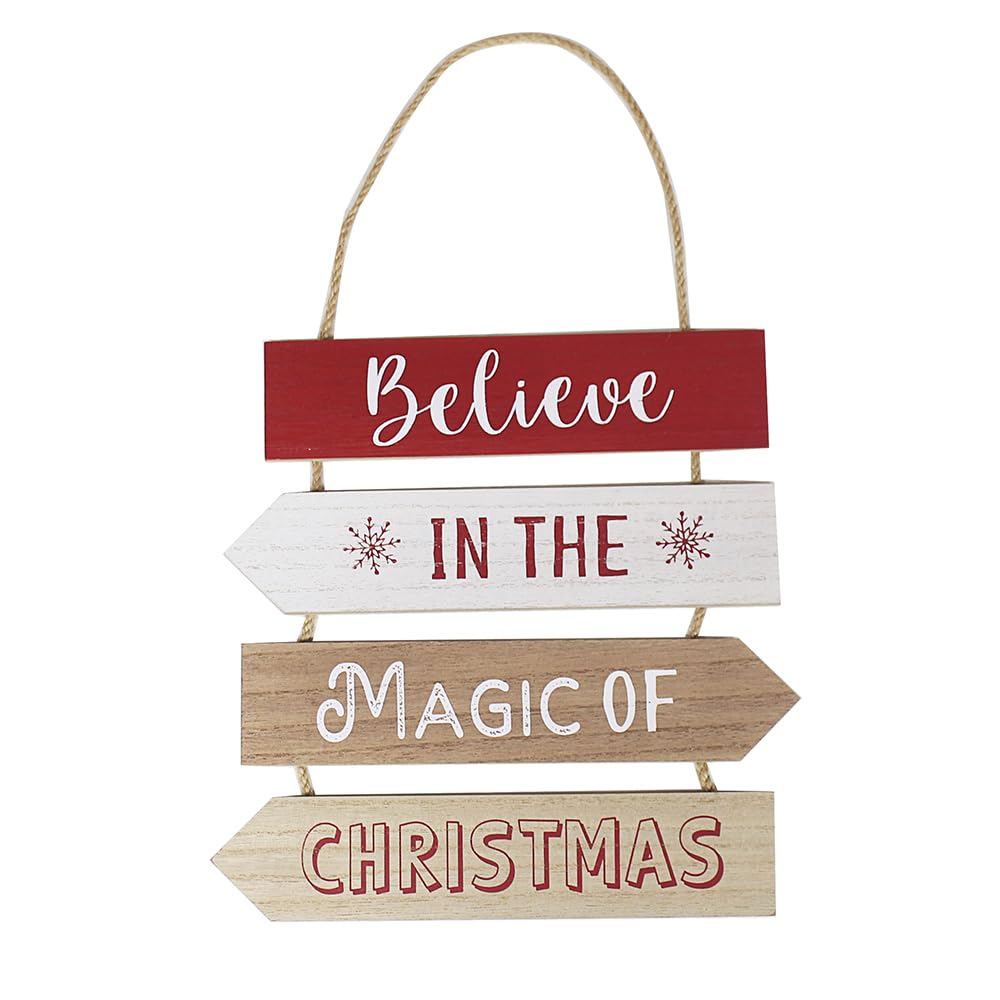 Lesser & Pavey Believe In The Magic Of Christmas Hanging Wooden Plaque - 34cm - Christmas Decoration Plaque - Christmas Themed Décor - Christmas Decoration - Gift Idea for Christmas Xmas