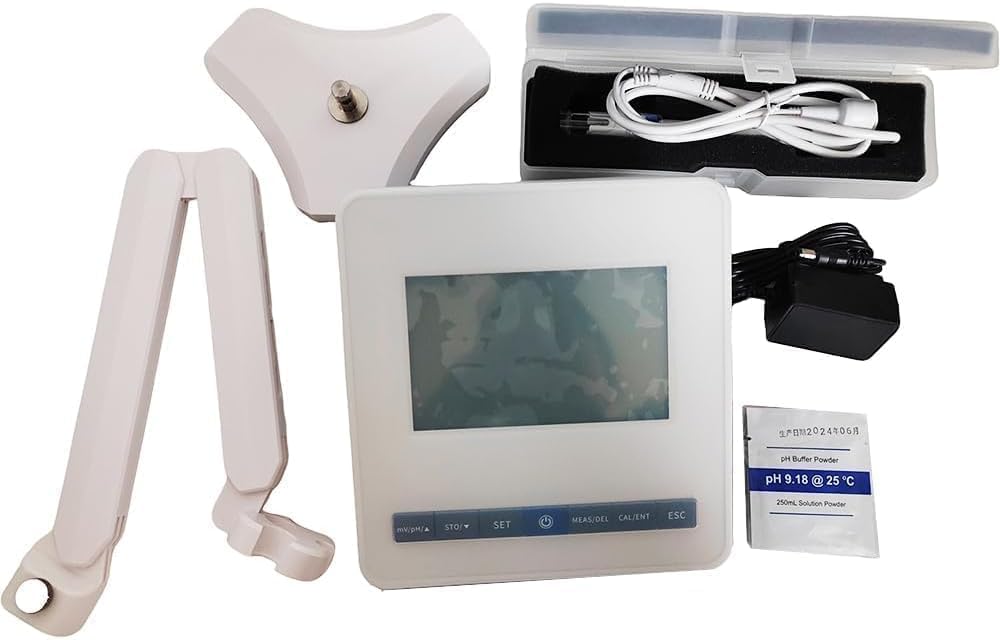 Benchtop Lab pH Meter pH Instruments with Standard PH Buffer Powder 3 Points Calibration Range -1999-1999mV -2-18.00pH Error ±0.1% FS ±0.01pH Manual&Automatic Temperature Compensation