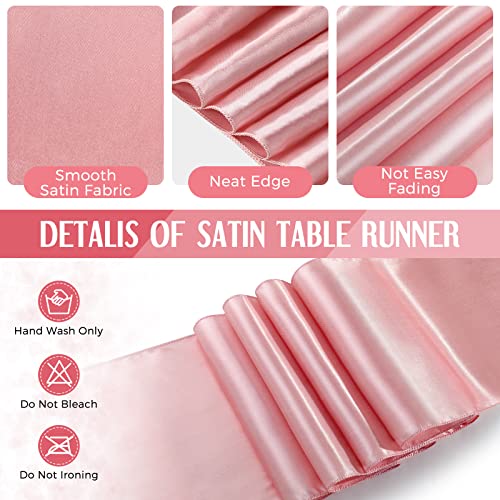 Image of Breling 8 Pack Black and Rose Gold Disposable Plastic Tablecloths and Satin Table Runner Set, 54 x 108 Inch Tablecloth, 12 x 108 Inch Table Runners for Wedding Graduation Birthday Baby Shower New Year