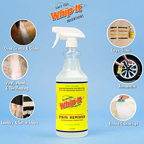 Whip It Cleaner, Multi Purpose Stain Remover Professional Strength Spray, Plant Based Enzyme Cleaner, Cleaning Food, Grease, Coffee, Wine, Baby Stains, Pet Stains, Over 500 Uses, Made In Usa, 32 Oz #TOP1