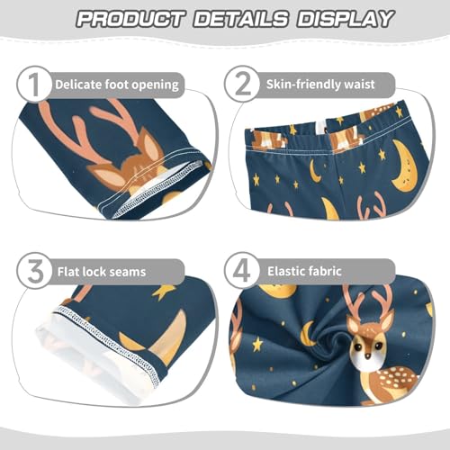 Toddler Girls Leggings Printed Yoga Pants Leggings Deer Night Background and Moon Stars for Kids3
