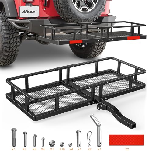 Nilight 60" x 20"x 7.87" Hitch Cargo Carrier & 5/8" Hitch Pin Clip Fits 2-Inch Receiver 500 Lbs Heavy Duty Capacity Luggage Basket Hitch Fold Up for SUV Pickup Camping Traveling,2 Years Warranty by Nilight - Used condition - CA$139.72