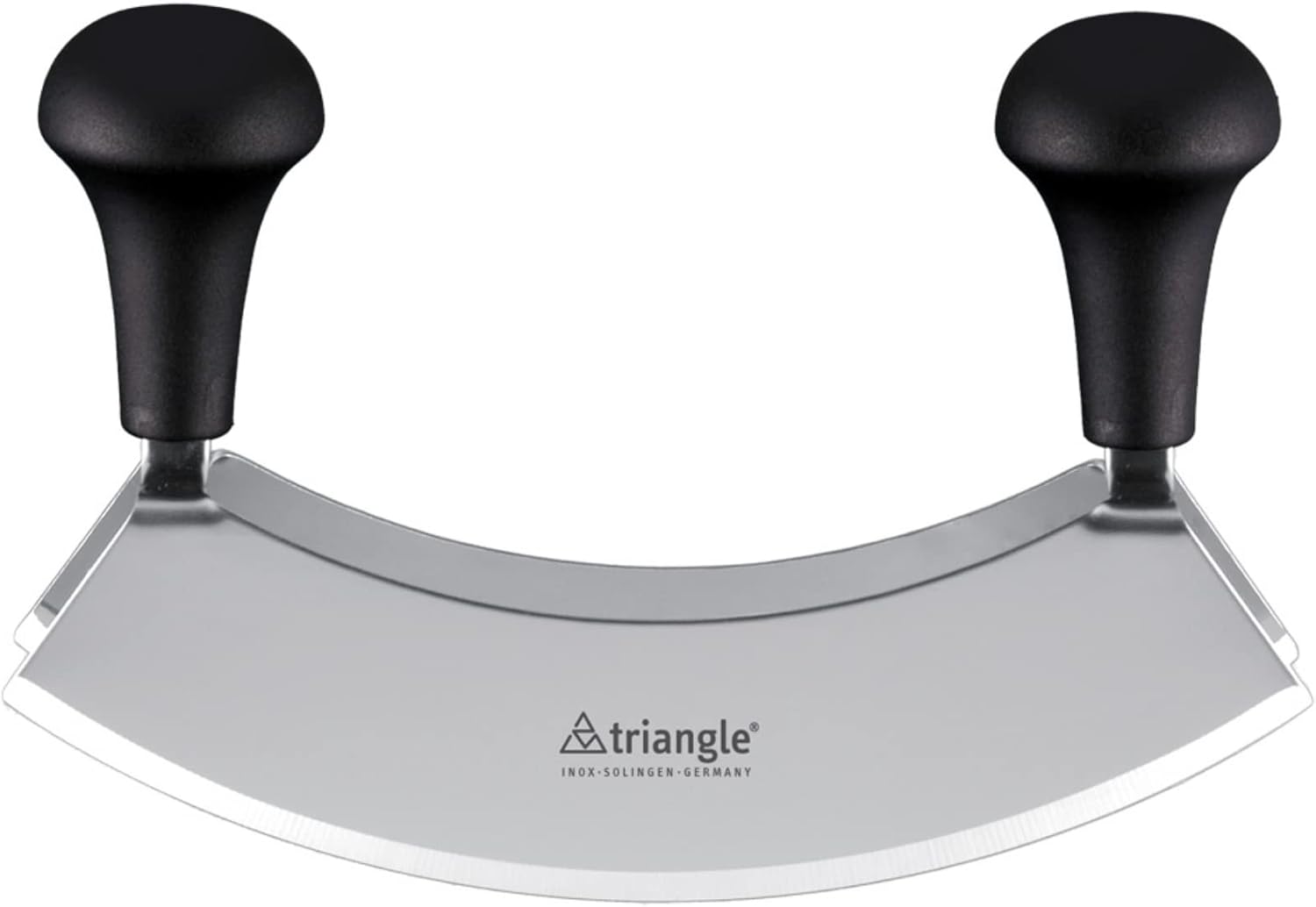 triangle Mincing Knife - 9” Tempered Stainless Steel Curved Blade - Mezzaluna Knife & Pizza Cutter - Anti-Slip, Ergonomic Handles - Made in Germany