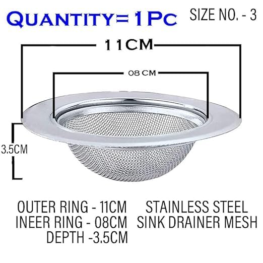 Image of VELVERI 2 Pcs Kitchen Sink Strainer Heavy Duty Stainless Steel Strainer Kitchen Drain Basin Basket Filter Stopper Drainer Sink Jali (Set of 2) (2)