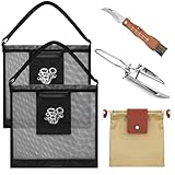 Bulyoou 5 Pcs Mushroom Foraging Kit Includes Mushroom Hunting Bag Waxed Canvas Foraging Bag Knife Brush Steel Shovel for Harvesting Christmas Gift for Outdoor Lovers Picking