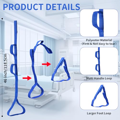 2 pack 46 inch leg lifter for after hip amp knee surgery perfect for elderly post hipknee surgery multi-loop strap leg lifters getting legs in and out of bed car couch wheelchair