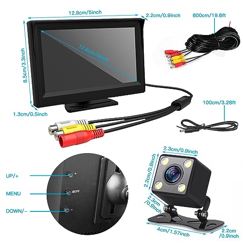 Kairiyard Backup Camera with 5inch Monitor, Car Rear View Reverse Camera HD Night Vision 170° Wide View Vehicle Back up Camera Systems IP69 Waterproof for Car Truck - Image 8