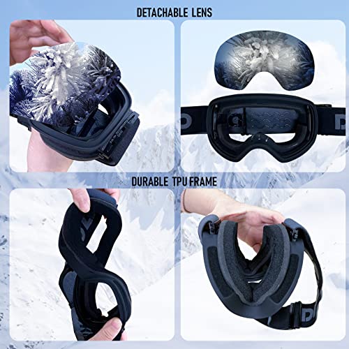 Image of Ski Goggles Anti Fog UV Protection Double Layer Spherical Lens Snow Snowboard Goggles for Women Men Youth