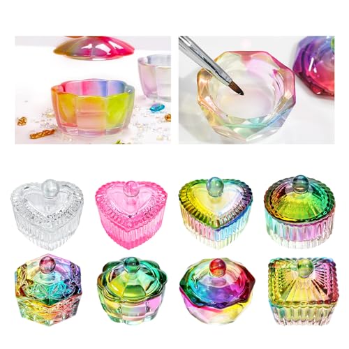 Heart Shaped Nails Art Glass Dappen Dish Crystal Glass Cup With Lid Liquids Crystal Cup Crystal Bowl