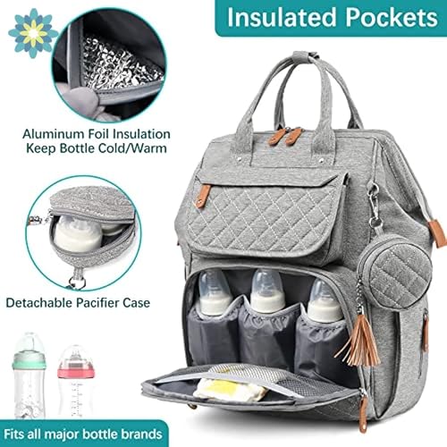 Image of House of Quirk Baby Diaper Bag Backpack for Mom & Dad, Waterproof Maternity Travel Bag with Pacifier Case