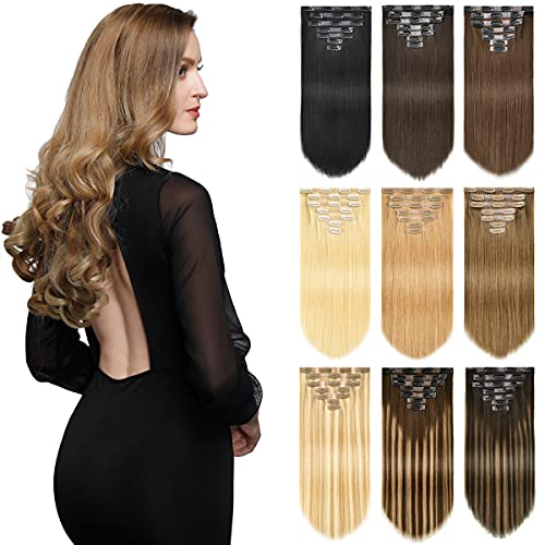ROSEBUD Seamless Clip In Hair Extensions REMY Human Hair 7Pcs 16 Clips PU Weft Hair Extensions 10 Inch