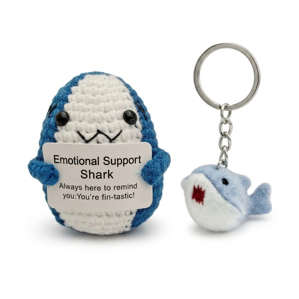 Tniytru Shark Gifts for Shark Lovers and Keyring, Emotional Support Crochet