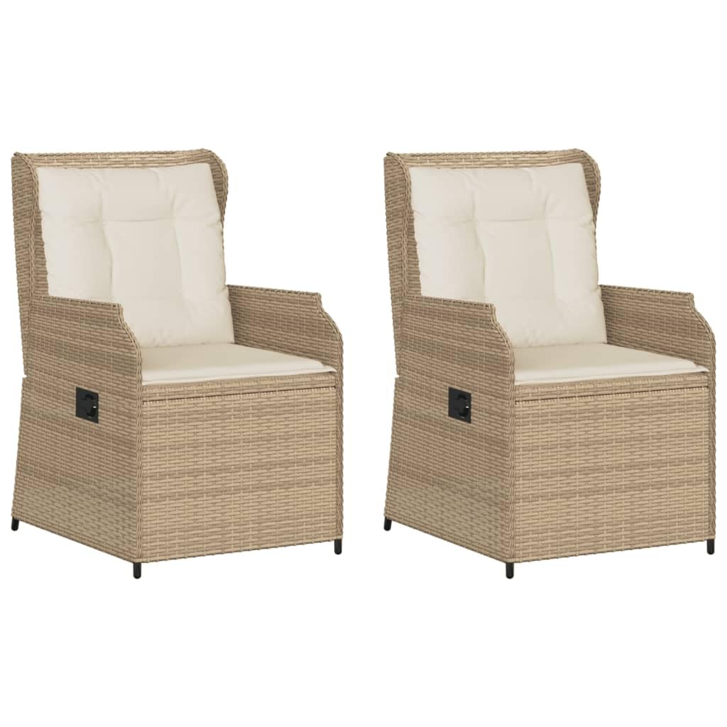 Set 2 Sedie da Giardino Reclinabili in Polyrattan con Cuscini | Poltrone relax con schienale regolabile e cuscini sfoderabili, ideali per arredare terrazza, balcone o patio esterno.