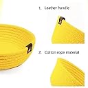 AuraNest Set of 3 Cotton Rope Storage Baskets – Decorative Woven Organizer Bowls for Kitchen Counter, Fruits, Bread, Keys, Tabletop Storage & Modern Home Decor Nesting Basket Set (Yellwo) gallery image