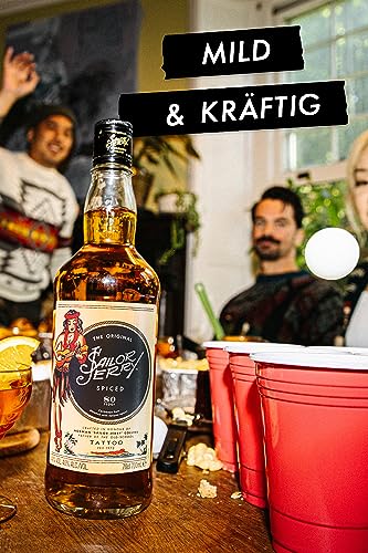Sailor Jerry Spiced Rum | Premium Spiced Rum | Vanille- und Karamellgeschmack| Probiere Jerry Cola | 40% | 70cl