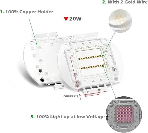 Miniatura 3 de CHANZON Chip LED de alta potencia 20 W infrarrojo (IR 850 nmentrada 600 mA  CC 14 V - 16 V20 vatios) SMD COB luz emisor diodo componentes 20 W