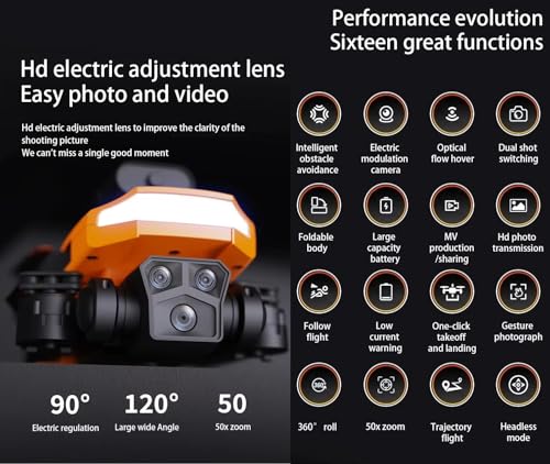 Image of Amitasha P18 Pro Obstacle Avoidance Drone with Dual HD Camera 4K 1080p RC Drone with Gesture Remote Control Flying Mode Brushless Motor and 2 x 1800mAh Rechargeable Battery