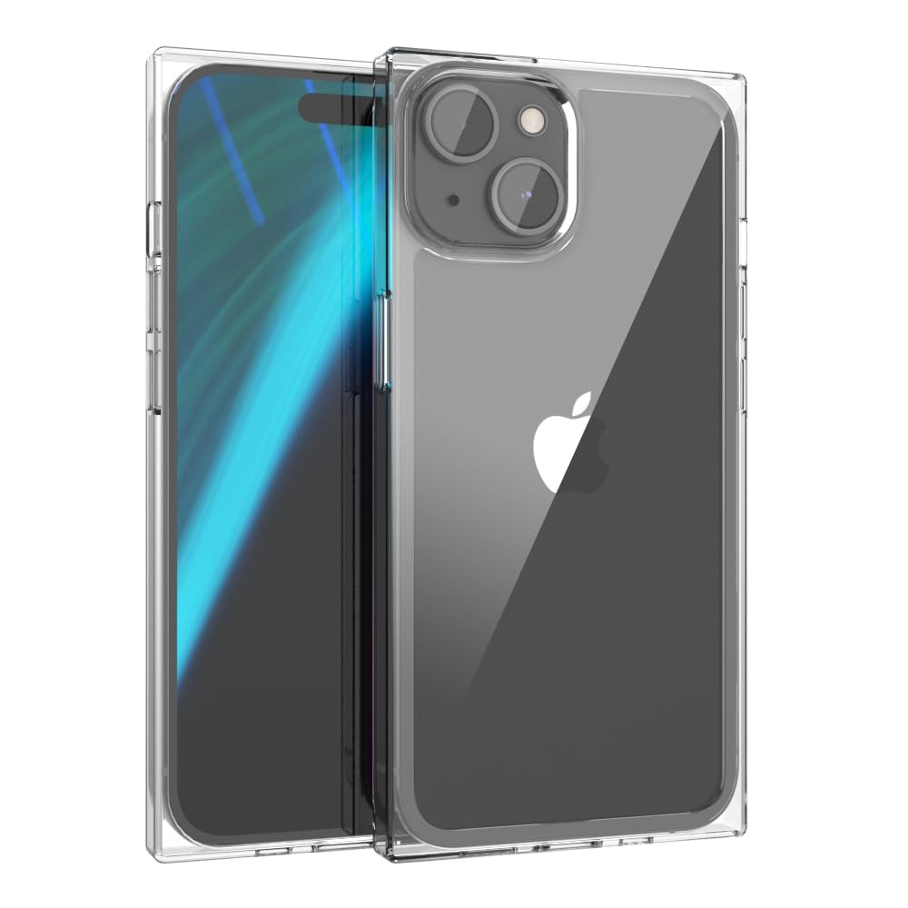 Clear Square Case Compatible with iPhone 15 6.1 inch 2023[Anti-Yellowing] [Crystal Clear], Protective Shockproof Case with Air-Guard Corners, Hard PC Back Cover