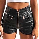 MTNESKRD Womens High Waist Faux Leather Shorts Summer...