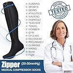 NEENCA Zipper Compression Socks, Medical Graduated Compression Socks for Pain Relief, Women & Men Circulation, Swelling, Travel, Pregnancy, Flight, Nurses, Running, Athletic—1 Pair, 20-30 mmHg - Image 4