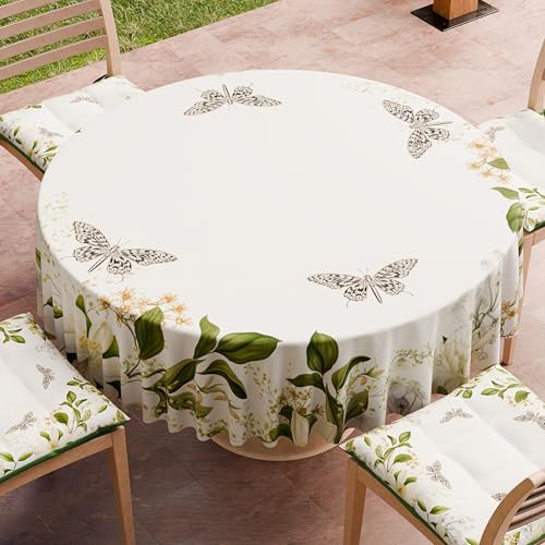 PETTI Artigiani Italiani - Tovaglia Antimacchia Rotonda Microfibra (Diametro Ø 180 cm), Copritavolo Cucina Per Tavola Tonda, Disegno Floral, 100% Made in Italy - Immagine 1