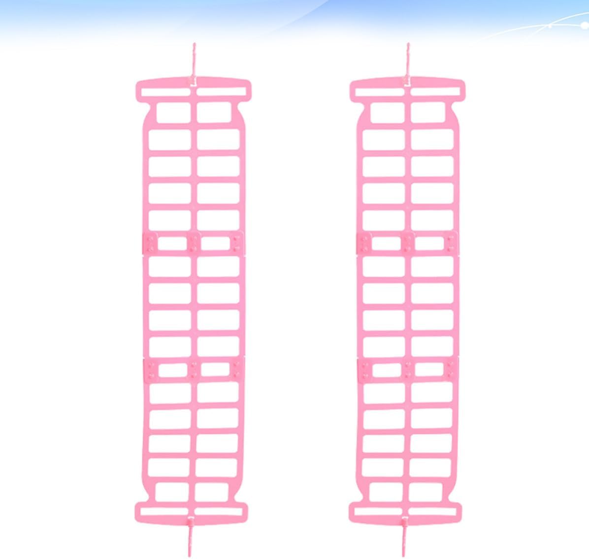 2pcs Adjustable Balcony Drying Pillow Rack Stand Set, Plastic Pink
