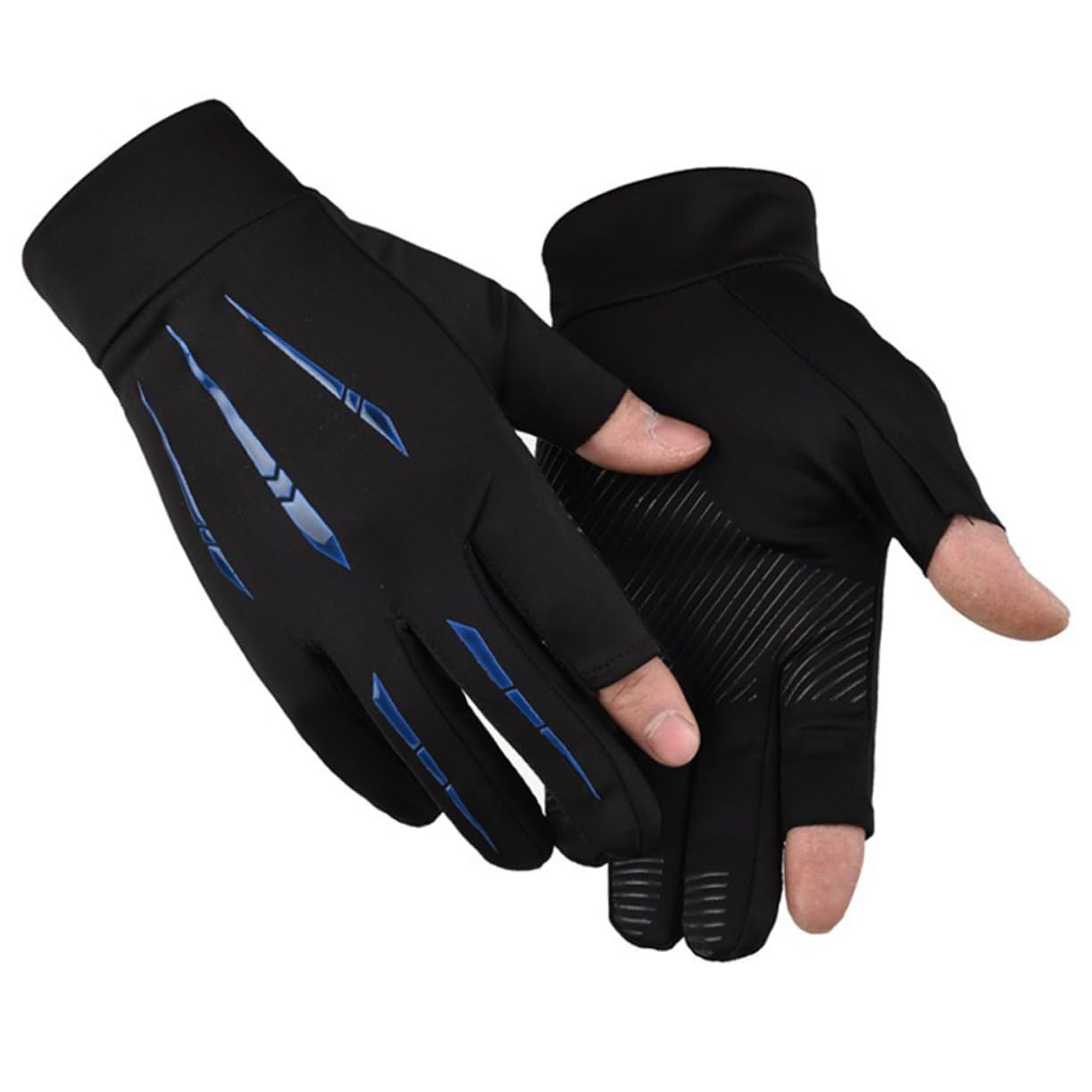 Toyvian Guantes Deportivos de protección Solar Bike Guantes al Aire Verano sin Dedos reflexivo Negro Adulto Guantes de Bicicleta Guantes de Bicicleta Paño Azul