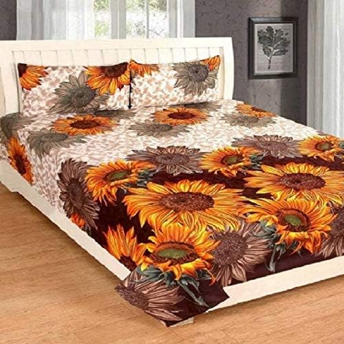Panipat Textile Hub Microfibre Cotton 144 TC Bedsheet (Standard_Brown)