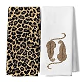 BUJSP Maximalist Trendy Cheetah Leopard Print Decor Hand Kitchen Towels for Kitchen Bathroom Set of 2, Cheetah Print Gifts for Women Dish Tea Towels, 16x24 Inch