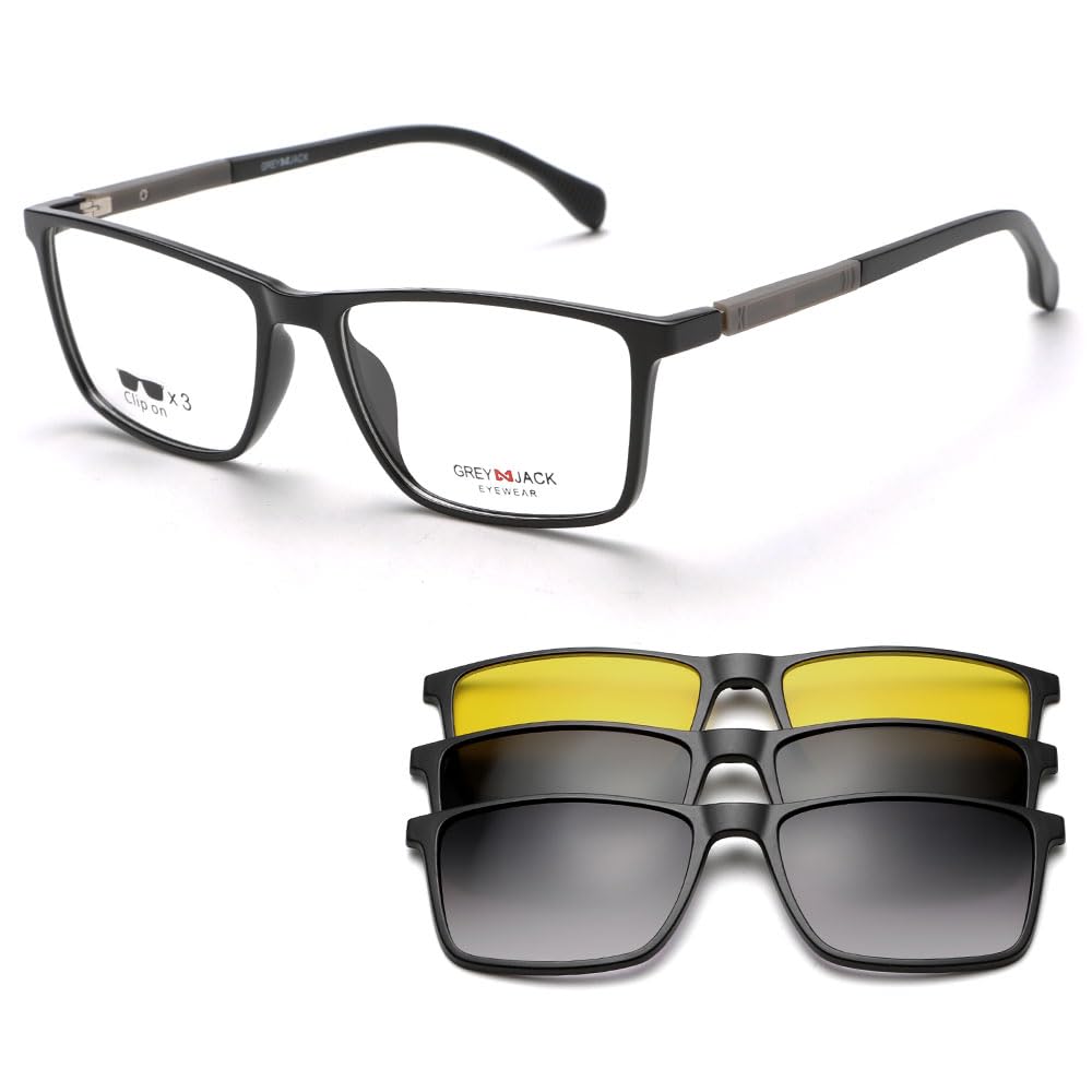 grey jack Branded Latest Stylish Clip On Sunglasses for Men Women 3 in 1 Magnetic Glasses for Myopic People 10012-picture-45
